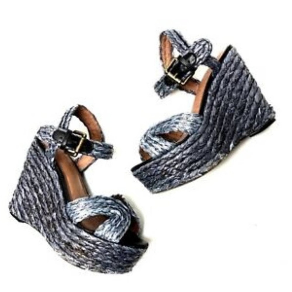 Corso Coma Black Raffia Ballo Wedge Comfort Platform Sandal Size 8.5
